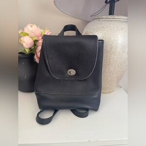 Coach Black Leather Backpack